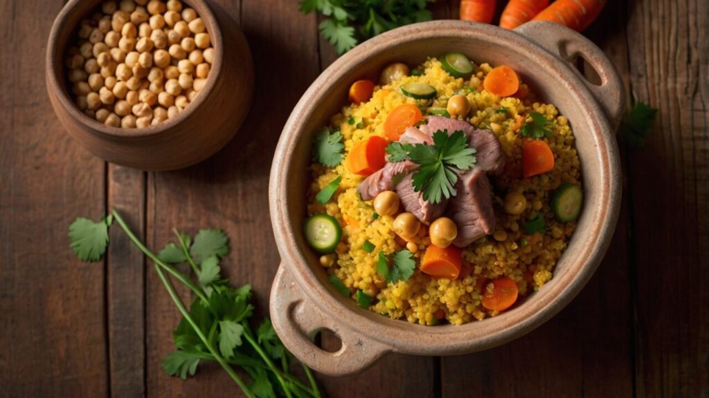 Authentic Algerian Couscous in 2026 served with lamb and fresh vegetables